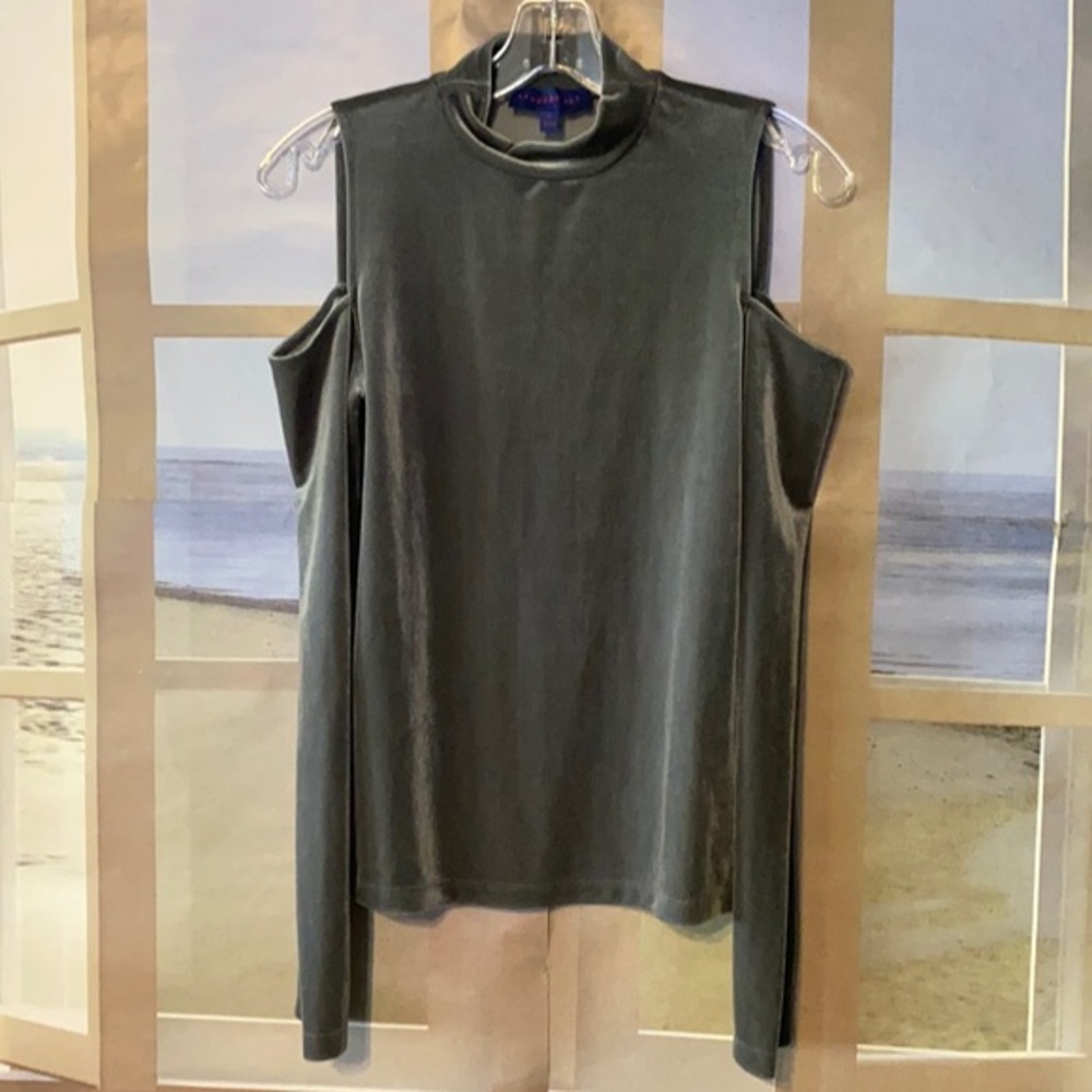 Aeropostale Velvet Cold Shoulder Top Gray Silver Size M